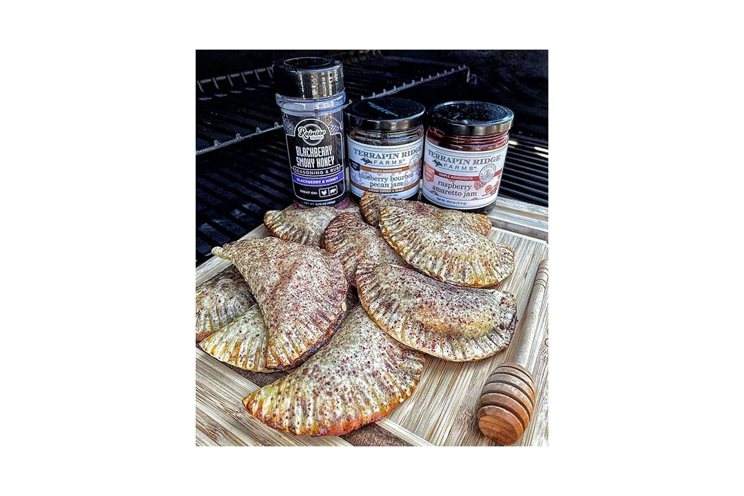 Double Berry Cheesecake Empanada with Terrapin Ridge Farms Blueberry Bourbon Pecan Jam and Terrapin Ridge Farms Raspberry Amaretto Jam Double Berry Cheesecake Empanada with Terrapin Ridge Farms Blueberry Bourbon Pecan Jam and Terrapin Ridge Farms Raspberry Amaretto Jam